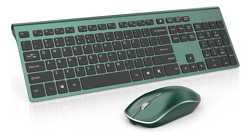 J JOYACCESS Wireless Keyboard and Mouse Combo, Full-Size Slim Rechargeable Keyboard 0