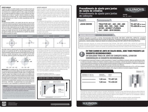 Juntas Illinois Junta Tapa Cilindros Illinois P/ John Deere 2530 (115 Mm) 8v 5