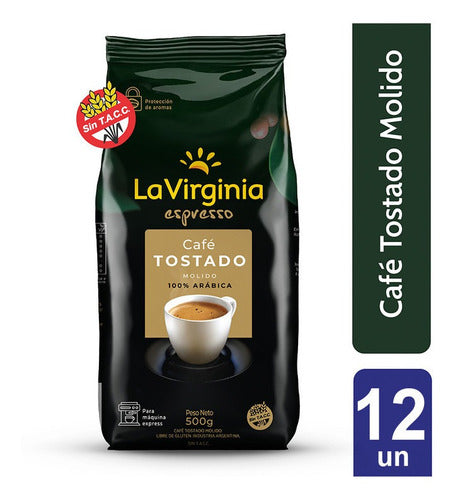 La Virginia Espresso Cafe Tostado Molido 500gr X 12 Unidades 0