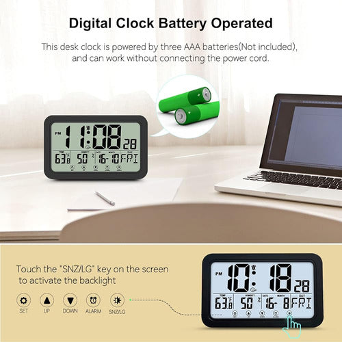 Reloj De Pared Digital, Reloj Digital A Pilas Que Funcionan, 2