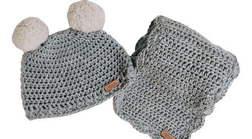 Ovillitos De Crochet Kids Knit Pom-Pom Hat and Scarf Set 0