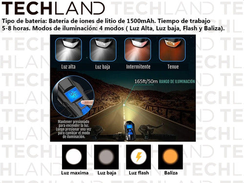 Techland Bike Speaker Speedometer Rechargeable USB Lights 3