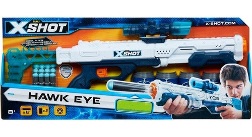 X-SHOT Hawk Eye Dart Launcher Rifle Shotgun 16 Darts 8