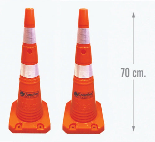 2 Pack Flexible Orange Traffic Cone 70 cm with Rigid Base by Conoflex 3