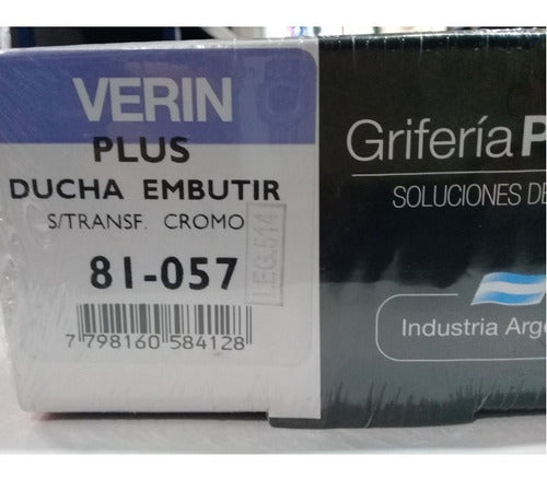 Grifería De Ducha Peirano Verin Embutir Sin Transferencia 1