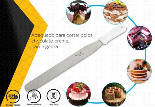 Espátula Para Alisar Bolo Confeiteiro Inox 2