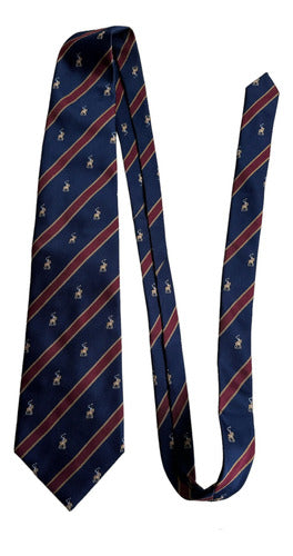 Firenze Cravattes Blue Tie with Horse and Polo Player 0