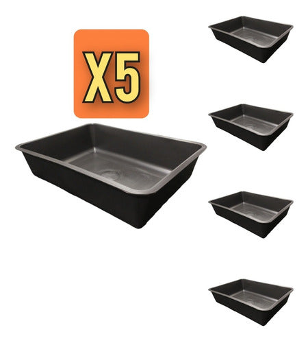 NP Medium Black Litter Tray for Cats and Pets - Set of 5 1