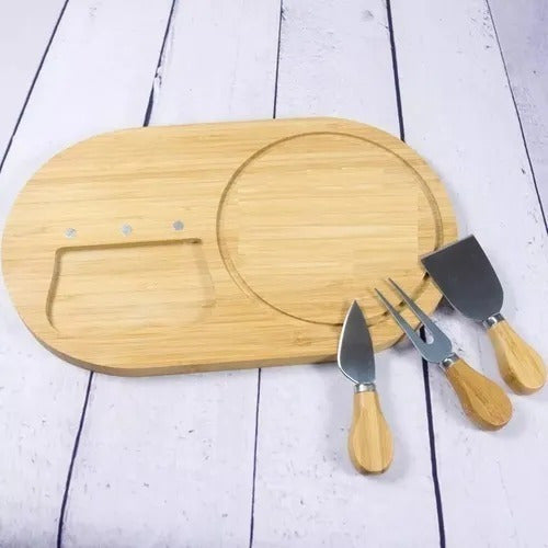 AVIOINDUMENTARIA Wooden Cheese Board Set with 3 Utensils 3