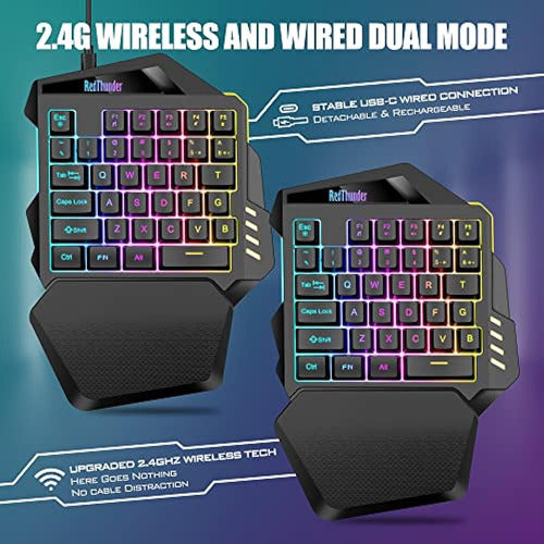 RedThunder Wireless Gaming Keyboard with One Hand 1