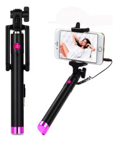 Beautifull Regalos Baston Celular Selfie Con Cable Palo Plegable 78 Cm Foto 1