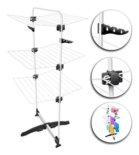 Coliseu Clothes Drying Rack - 3-Tier Foldable Stand 6