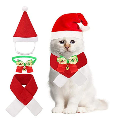 Qkurt Christmas Pet Bow Tie Collar Santa Claus Hat Bufanda T 0