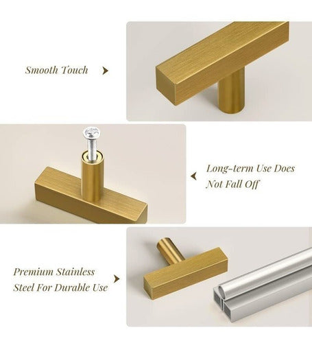 ZW Gold 5 Long Metal Cabinet Pulls 50mm 4