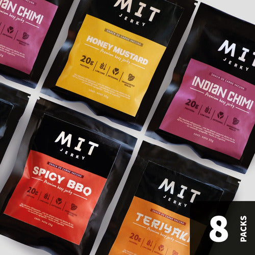 MIT Jerky Beef Snack Charqui Keto 8 Pack Flavors 0