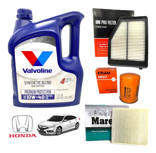 Kit 3 Filtros Y Aceite Valvoline 10w40 Honda Civic 1.8 16v 0