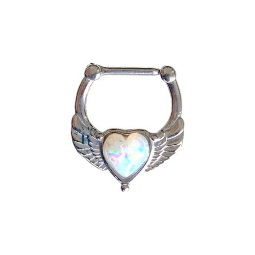 Bavasapiercing Septum Bull with Opal Nose Piercing Surgical Steel 0