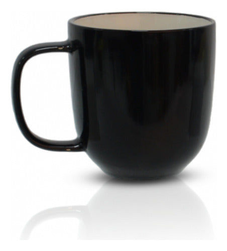 Taza Tazón Cerámica Té Café Leche Blanco Negro 392 Ml 0