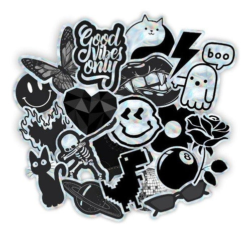 Calcos Stickers Vinilo Termo - Holografica Negra Negro 0