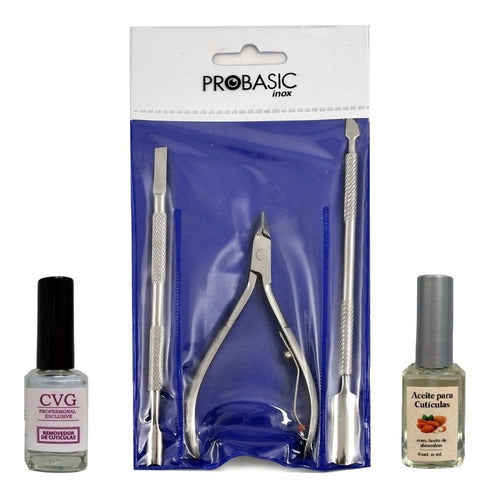 ProBasic Cuticle Nipper + X2 Pushers + Cuticle Oil and Remover 0