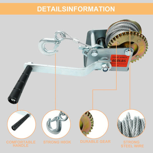 Easyberg Cabrestante De Mano De 600 Libras, Cable De Acero R 2