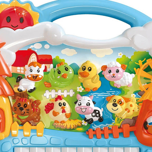 Teclado Infantil Musical Fazendinha Com Som E Luz Dm Toys 1