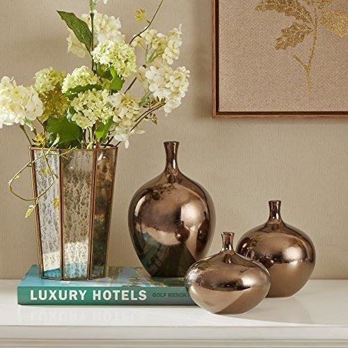 Home Logic Ansen Metallic Bronze Vase Set of 3 Pieces 0