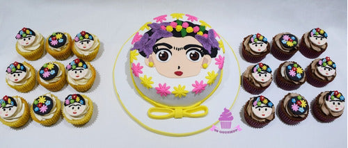 Promo! Torta Frida Kahlo De 2 Kg + 18 Cupcakes Temáticos 0