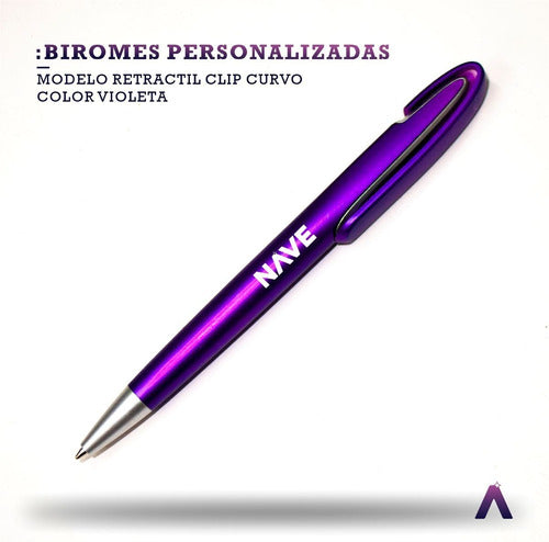 Nave Grafica Customizable Retractable Purple Pens X50 1