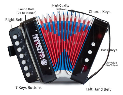 Musicube Juguetes De Instrumentos De Acordeón De 10 Teclas B 1