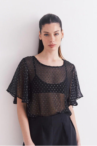 Sus M Blusa De Gasa Con Brillos Foil Celia 6