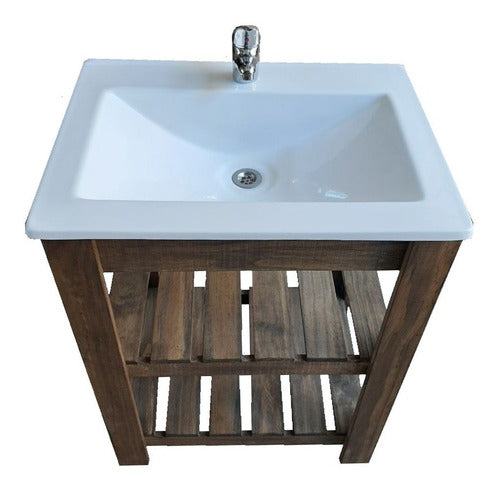 DF Hogar Vanitory Campo 60 Cm Double Deck with Sink and Mirror 1