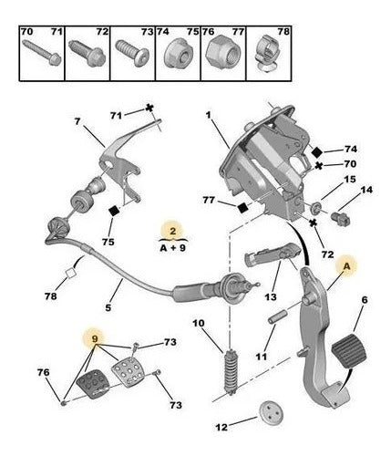 Repuestos Santa Fé Soporte Bieleta Pedal De Embrague Peugeot 206-207 Reforma 1