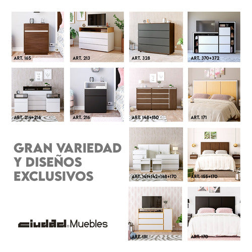 Modern Functional Bedside Table with Drawer and Door by Ciudad Muebles 16