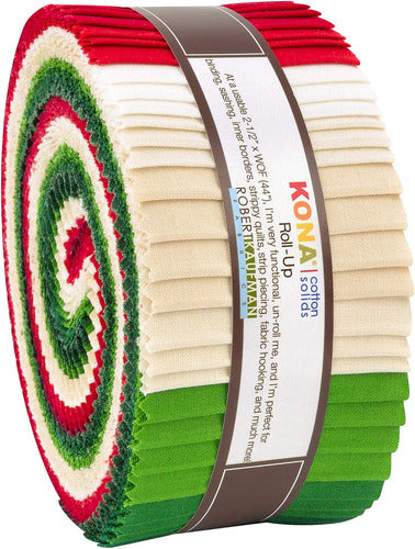 Robert Kaufman Kona Cotton Solids Holiday Jelly Roll - 6.4 cm for Patchwork 0