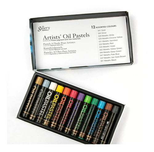Set of 12 Mungyo Artist Metallic Oil Pastel Crayons 1