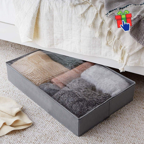 Set of 4 Underbed Clothes Organizers Fabric Visor 100x45x15cm 5