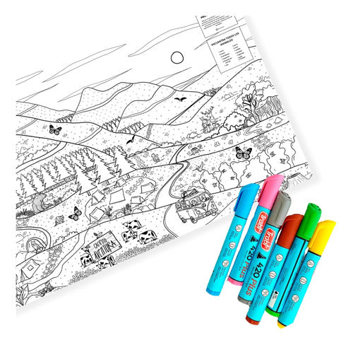 Coloring Sheet with Markers - Camping Theme 0