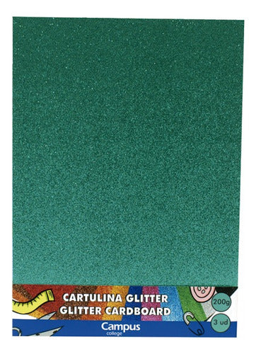 Campus Glitter Cardstock 3 Sheets A4 0