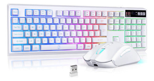 Zjfksdyx C104 Combo Inalámbrico De Teclado Y Mouse Para Juegos 0