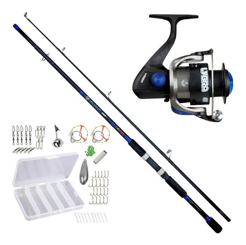 Caja Pesca Mar + Caña Caster 2.10mts + Reel Frontal 4001 0