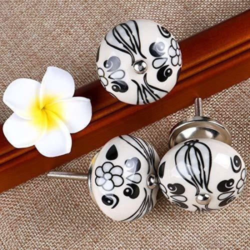 Ceramic Drawer Knobs - Handmade Floral Decorative Ceramic Cabinet Knobs, Set of 6 1