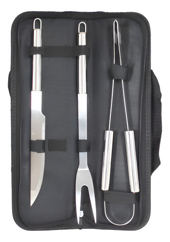 Set Asador Juego Parrillero 3 Piezas Estuche Kit Parrilla 1