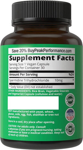 Peak Performance Spermidine Supplement 30 Capsules 1