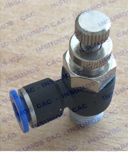 Conector Neumático Regulador Caudal Codo 1/8 Mang 6mm 092-01 0