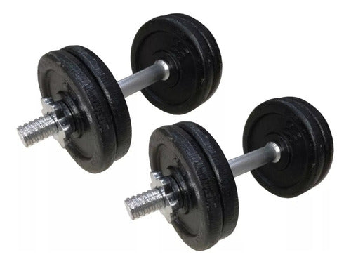 Enerfit Dumbbell Weights Set - Solid Chrome + 20 Kg Weight Plates 0