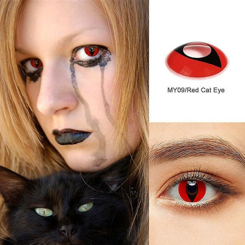 Lentes De Contacto Fantasía Anime Cosplay Ojo Gato Rojo L201 5