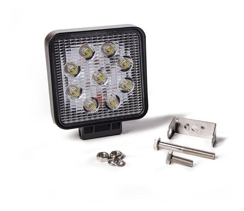 Led Faro Proyector 27w 9 Led 2025lm Cuadrado 4x4 Moto Cuatri Led 0