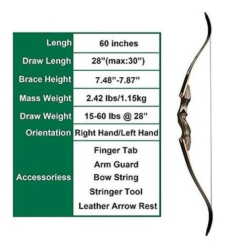 Arco Recurvo Deerseeker  60/ 60lib +acc. Mano Izquierda 1