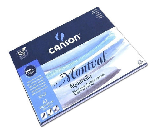 Canson Block 12 Hojas Montval A3 300g Acuarela Grano Fino 0